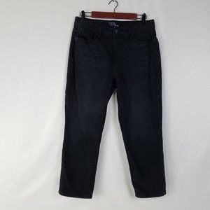 Time & Tru Jeans Womens 14 High Rise Straight Charcoal Wash Black Denim‎ W30xL24
